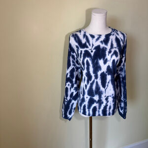 Banana Republic Women's Cropped Tye-Dye Navy & White Crew Neck Sweatshirt, SZ S